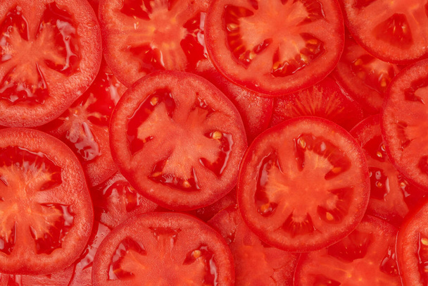 Pattern of sliced tomato, close up. - Photo, Image