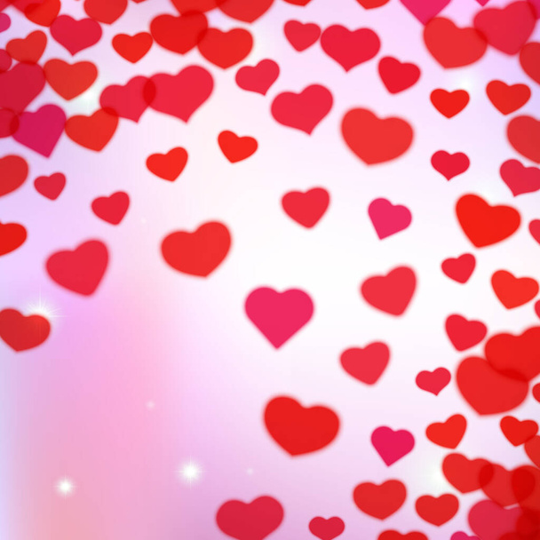 Valentines Day background with scattered blurred hearts - Vektori, kuva