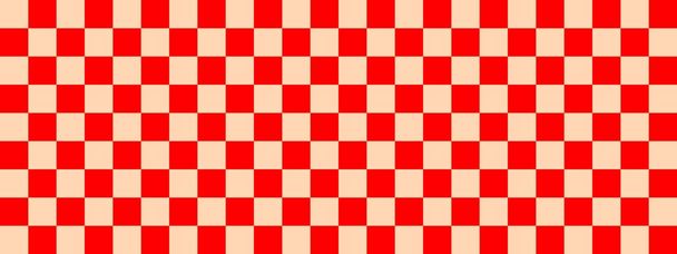 Checkerboard banner. Red and Apricot colors of checkerboard. Small squares, small cells. Chessboard, checkerboard texture. Squares pattern. Background. Repeatable texture. - Photo, Image