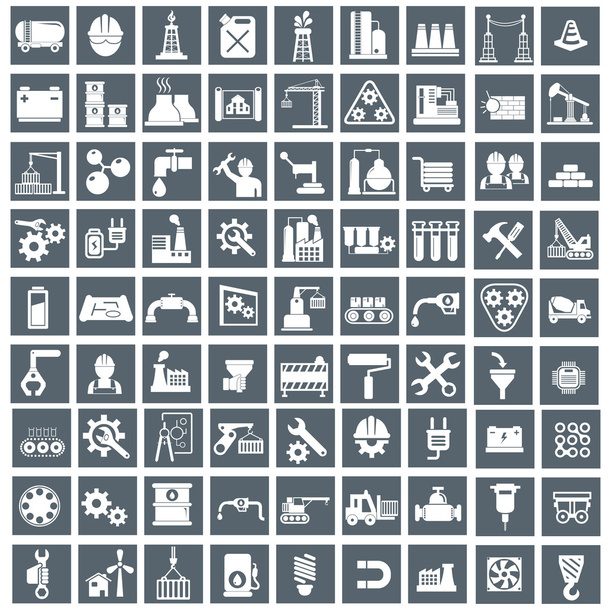 industrie, energie en bouw iconen set, industriële en engineering - Vector, afbeelding