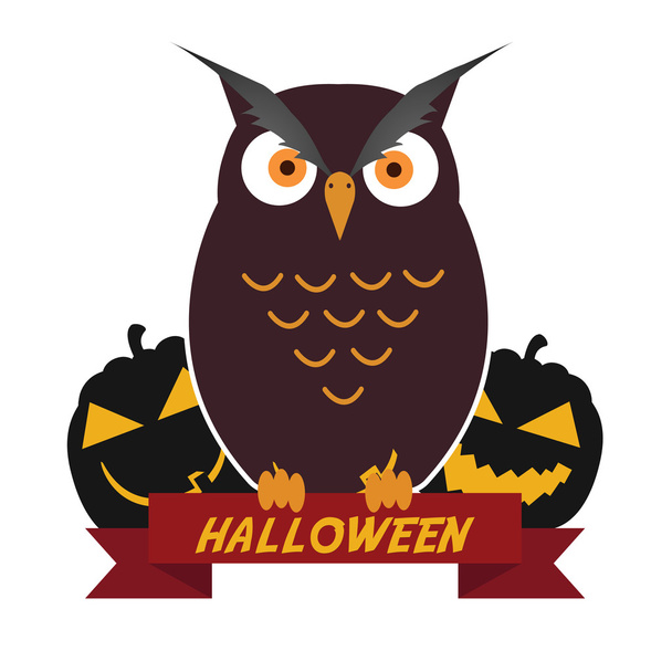 Halloween ilustrace sova s dýní na hřbitov - Vektor, obrázek