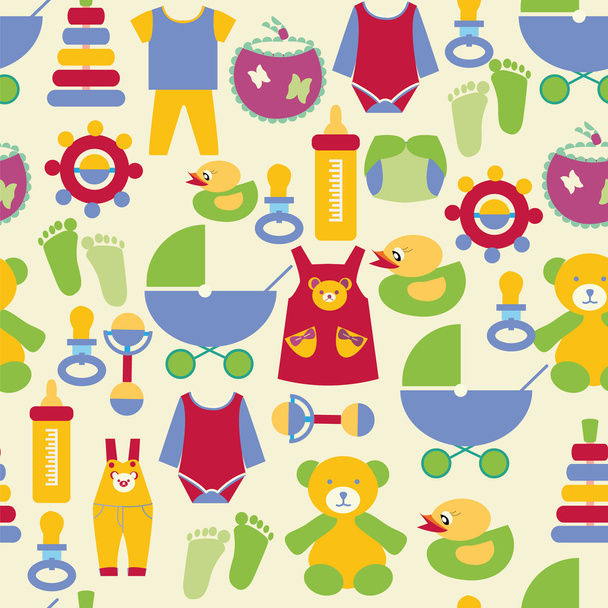 Newborn baby stuff pattern - Illustration - Vector, Imagen