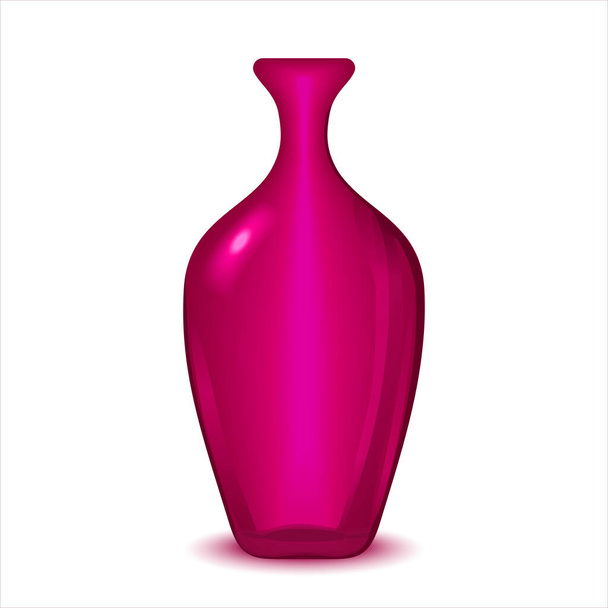 Moderni vaaleanpunainen lasi maljakko eristetty valkoisella taustalla. 3D-suunnittelu. Suuri luoda sisätilat ja asetelmia. Raster realistinen kuva. - Valokuva, kuva