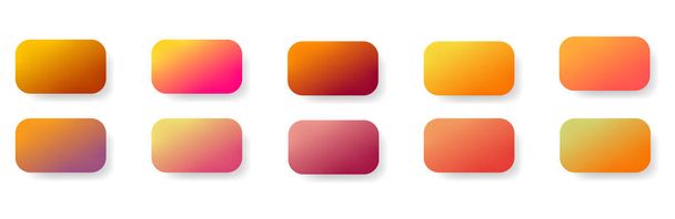 Minimalistic, warm colored rectangular gradient collection on white background. Isolated dish colored vector warm color palette set. - Vector, Image