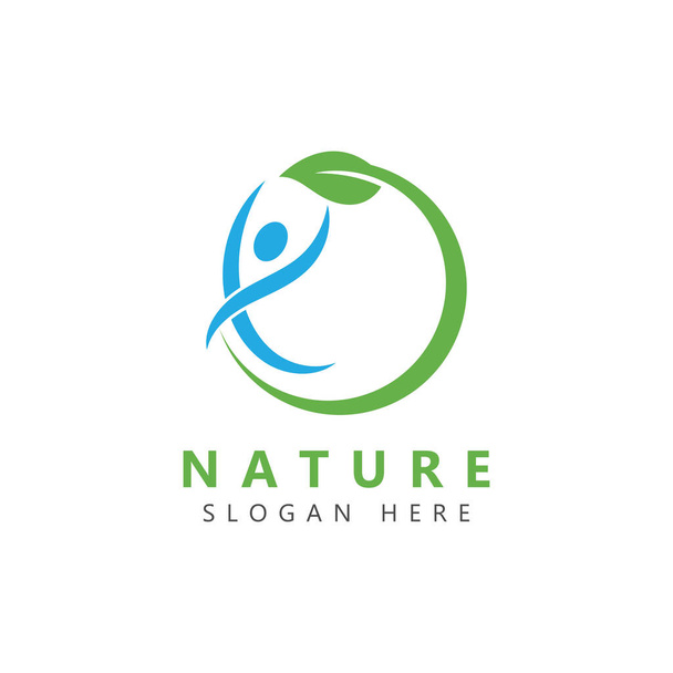 Natur Kräutermedizin gesunde Menschen Wellness Vektor Logo Design-Vorlage - Vektor, Bild