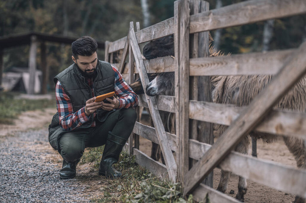 Farmer with a tablet in hands - Fotografie, Obrázek