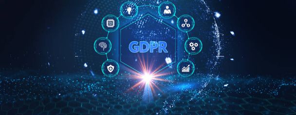 GDPR Regolamento sulla protezione dei dati personali cyber security. Business, Tecnologia, Internet e network concept.3d illustrazione - Foto, immagini