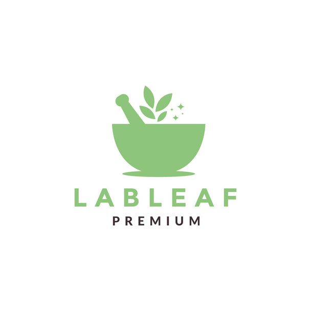 traditional bowl with leaf medicine health logo symbol icon vector graphic design illustration idea creative - Vector, Image