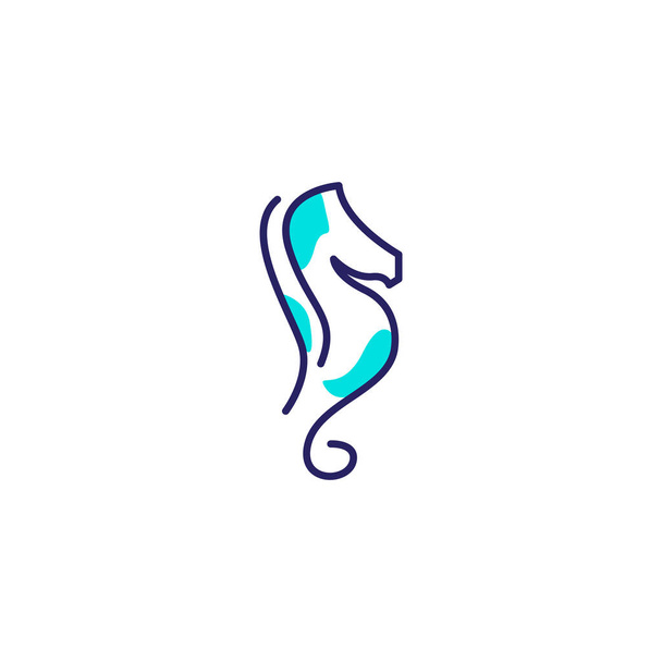line abstract colorful seahorse logo symbol icon vector graphic design illustration idea creative - Vector, Image