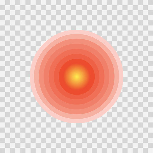De pictogram van de concentratie van de pijn. Rode trasparent cirkels, symbool van pijn concentratie voor medische pijnstiller drugs, hoofdpijn, spier en maag pijn aanwijzing. Vector - Vector, afbeelding