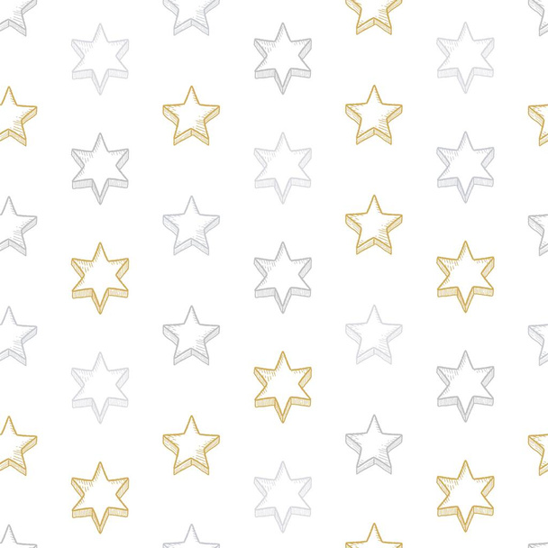 Star gingerbread cookie vector texture. Seamless hand drawn star pattern. - Vector, Image