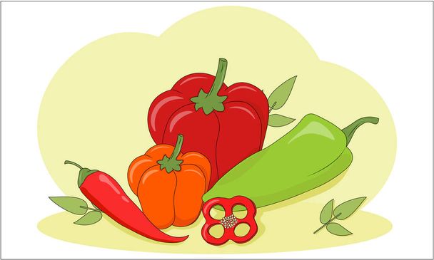 Set of peppers - Vetor, Imagem
