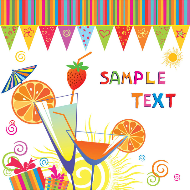 summer cocktail with fruits and berries - Vector, imagen