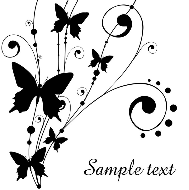 Floral and butterfly illustration on white background  - Vector, afbeelding