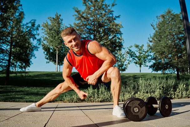 man in the park outdoors exercise workout motivation - Fotografie, Obrázek