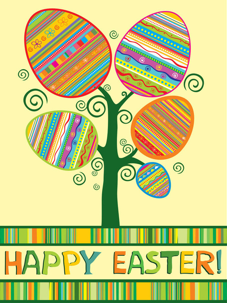 Happy easter card with colorful tree - Вектор,изображение