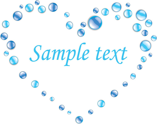 Heart from blue water drops on white background, vector illustration - Vecteur, image