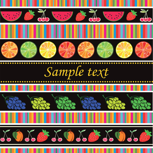 Beautiful colorful pattern with fruits and berries - Vector, afbeelding
