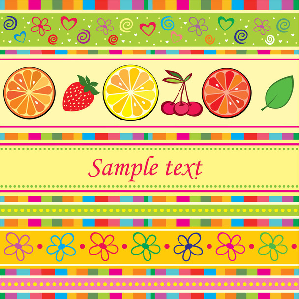 Beautiful colorful pattern with fruits and berries - Вектор,изображение