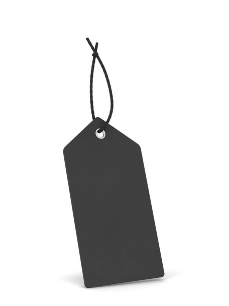 Etiqueta de precio de papel en blanco, etiqueta de ropa. Ilustración 3d aislada sobre fondo blanco  - Foto, imagen