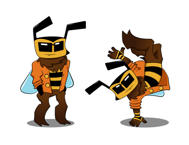 δροσερό μέλισσα σε δύο παραλλαγές - Διάνυσμα, εικόνα