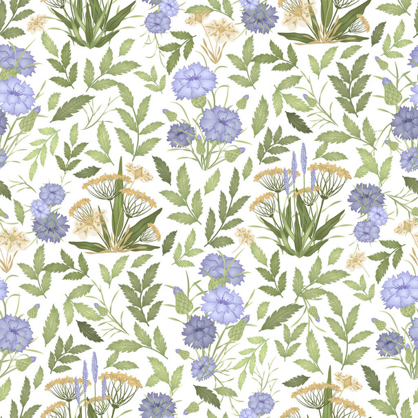 Floral seamless pattern with wildflowers. Plant Abstract - Vector, Image