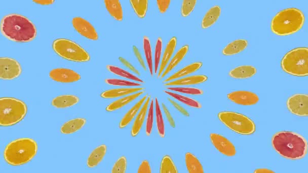 Spinning animated citrus fruits - Footage, Video