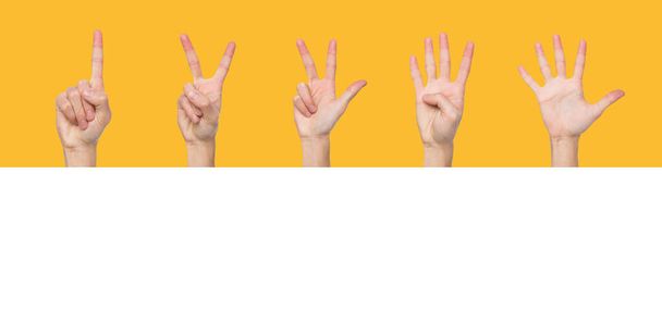 Крупный план мужских рук, показывающий жест подсчета - Фото, изображение