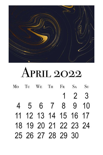 Calendar card for the month of April 2022 - Photo, Image
