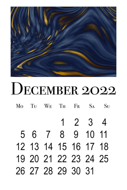 Calendar card for the month of December 2022 - Photo, Image