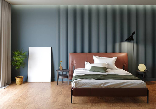 3d representación de un dormitorio en colores acogedores.  - Foto, imagen