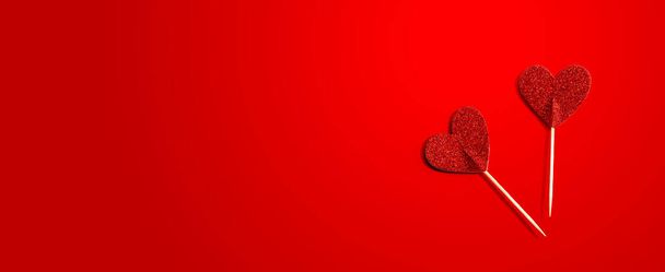 Red glitter heart picks - Photo, image