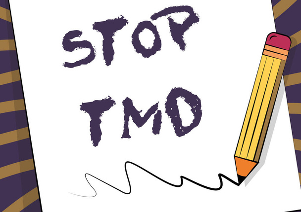 Kavramsal görüntü TMD 'yi durdur. İş genel görünümü, çiğneme kaslarını etkileyen bozukluk veya sorunu engeller. Kağıt Çizim Çizgisi Üzerine Çizim Kalemi. - Fotoğraf, Görsel