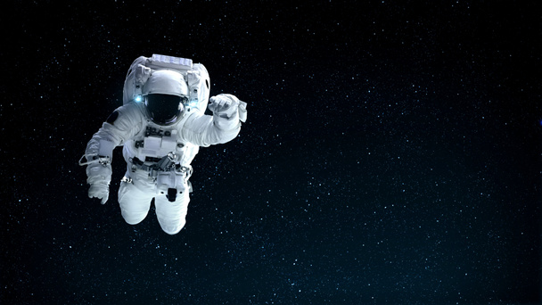 Astronautti avaruusmies tehdä avaruuskävelyä työskennellessään avaruuslento tehtävän - Valokuva, kuva