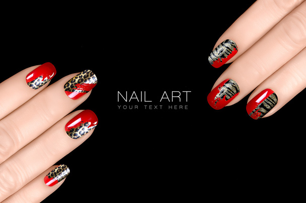 Леопард и Тигриное искусство ногтей. Гвозди польские с Animal Pri
 - Фото, изображение
