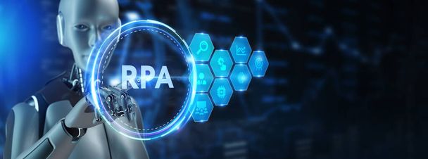 RPA Concepto de tecnología de innovación de automatización de procesos robóticos. Negocio, tecnología, internet y creación de redes concept.3d render - Foto, imagen