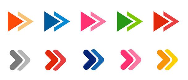 Colourful modern arrows set isolated on white background. UI and web design. - Wektor, obraz