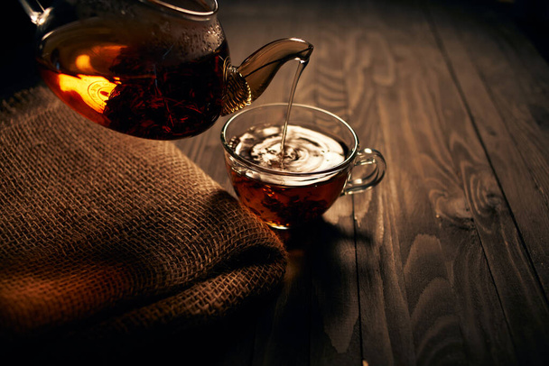 freshly brewed tea hot drink morning breakfast natural product - Foto, Imagem