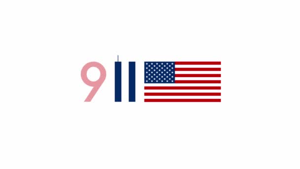 Lembrando 911, dia Patriota, lembre-se de 11 de setembro. Nunca esqueceremos os ataques terroristas de 2001. Representação das torres gêmeas, centro de comércio mundial. - Filmagem, Vídeo
