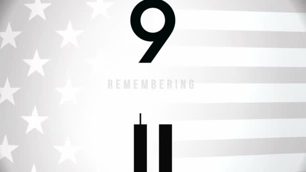 Emlékezz a 911-re, a Hazafiak Napjára, emlékezz szeptember 11-re. Sosem felejtjük el a 2001-es terrortámadásokat. Az ikertornyok képviselete, világkereskedelmi központ. - Felvétel, videó