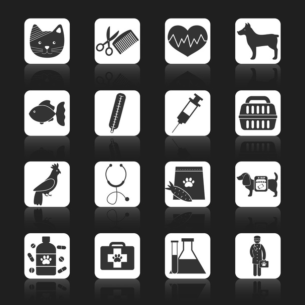 Veterinary icons set black - Vektori, kuva
