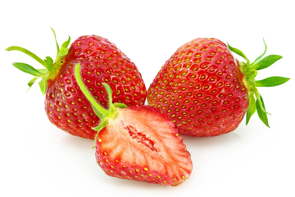 Ripe red strawberries isolated on white background - Photo, Image