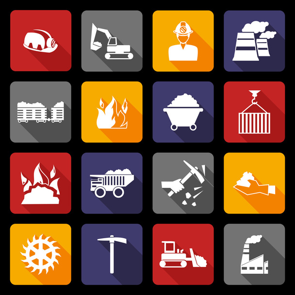 iconos de la industria del carbón plana
 - Vector, Imagen