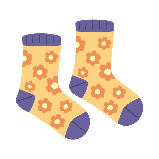 αστεία κάλτσα με λουλούδια - Διάνυσμα, εικόνα