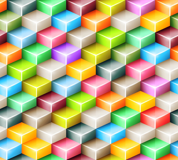 Vector geometric seamless pattern with bright colored cubes - Wektor, obraz