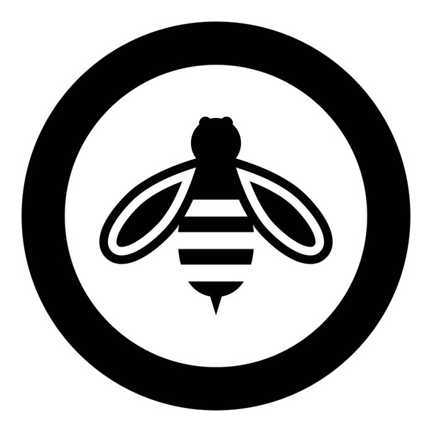 円の中に蜂の蜂蜜のアイコン丸黒ベクトル図イメージソリッドアウトラインスタイルシンプルな - ベクター画像