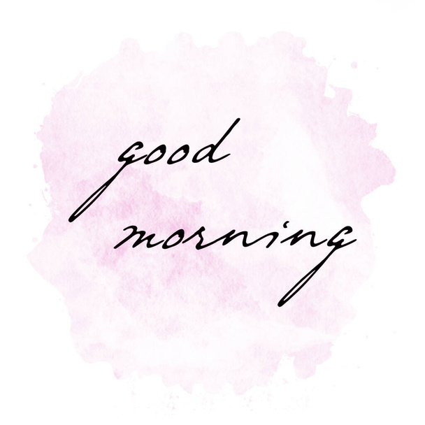 Good morning sketch lettering on watercolor stain. - Photo, Image
