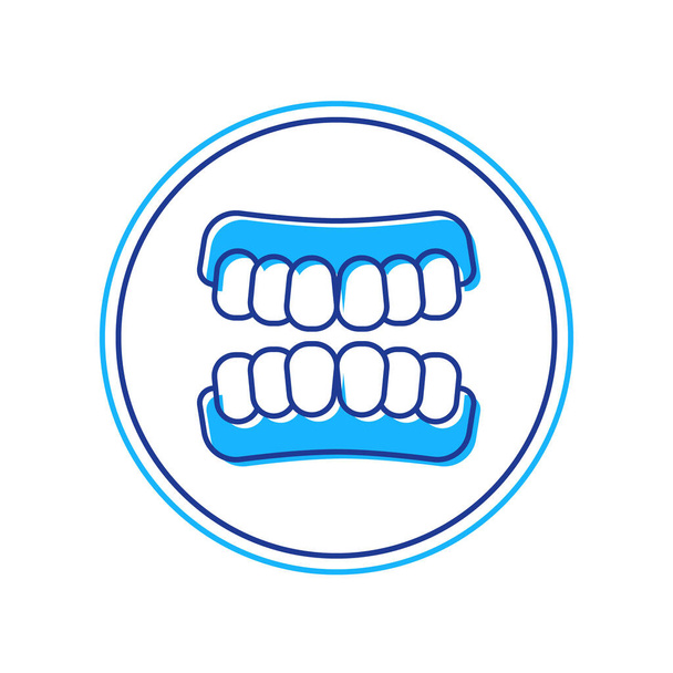 Esquema rellenado Icono del modelo de prótesis dental aislado sobre fondo blanco. Dientes de la mandíbula superior. Concepto dental. Vector - Vector, imagen