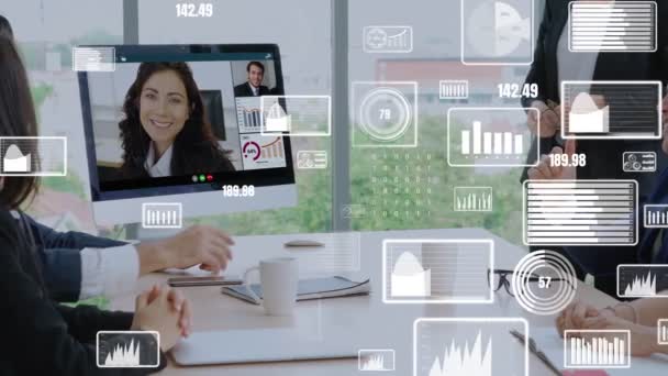 visual creativa de la gente de negocios en una reunión de personal corporativo en videollamada - Imágenes, Vídeo