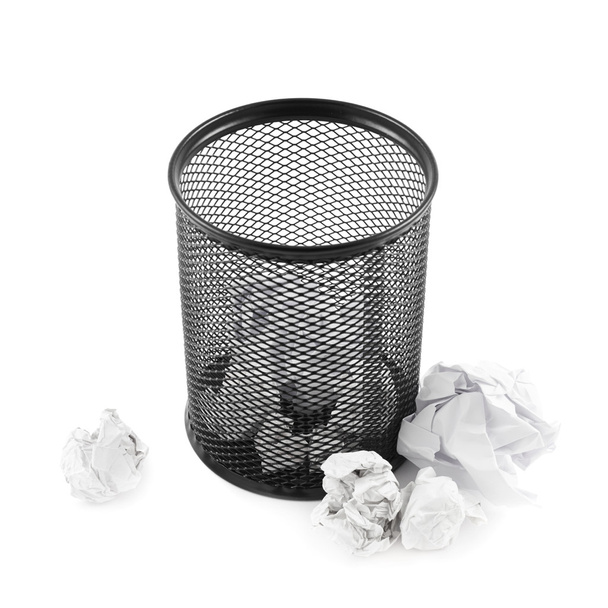 Office paper trash bin isolated - Фото, изображение